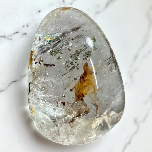Multiple Enhydro Quartz With Pyrite & Moving Sediment