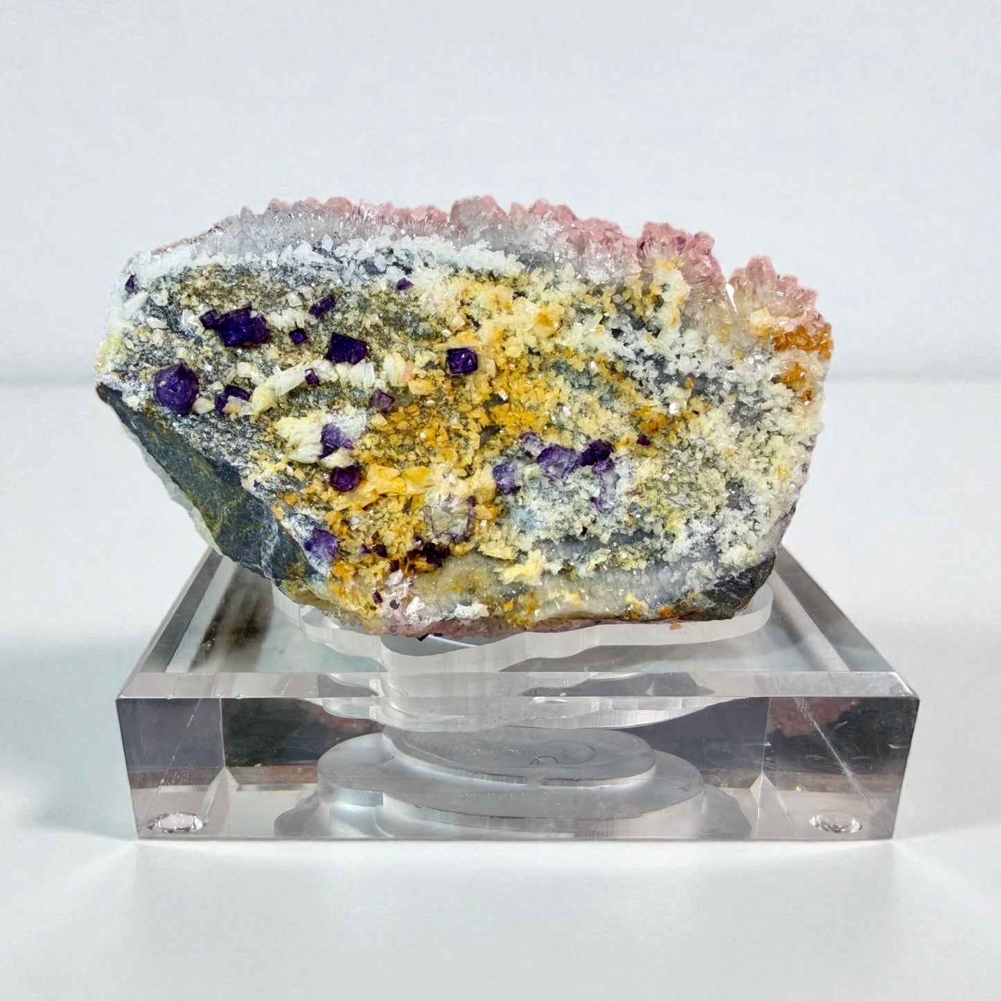 The Wutong Collection: Rhodochrosite With Fluorite & Quartz