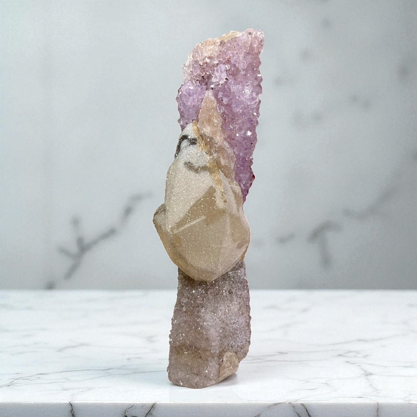 Royal Calcite with Amethyst Crust & Druzy Overgrowth