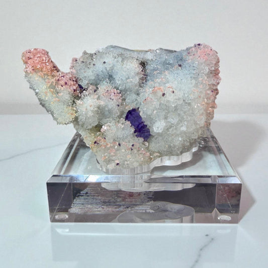 The Wutong Collection: Rhodochrosite With Fluorite & Quartz