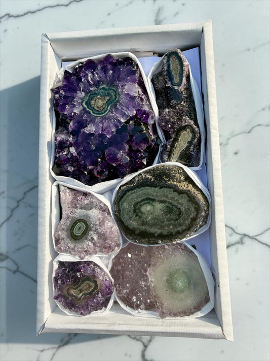 Mixed Flat of Amethyst & Jasper Stalactite "Eyes"- Uruguay | River
Walkers Minerals