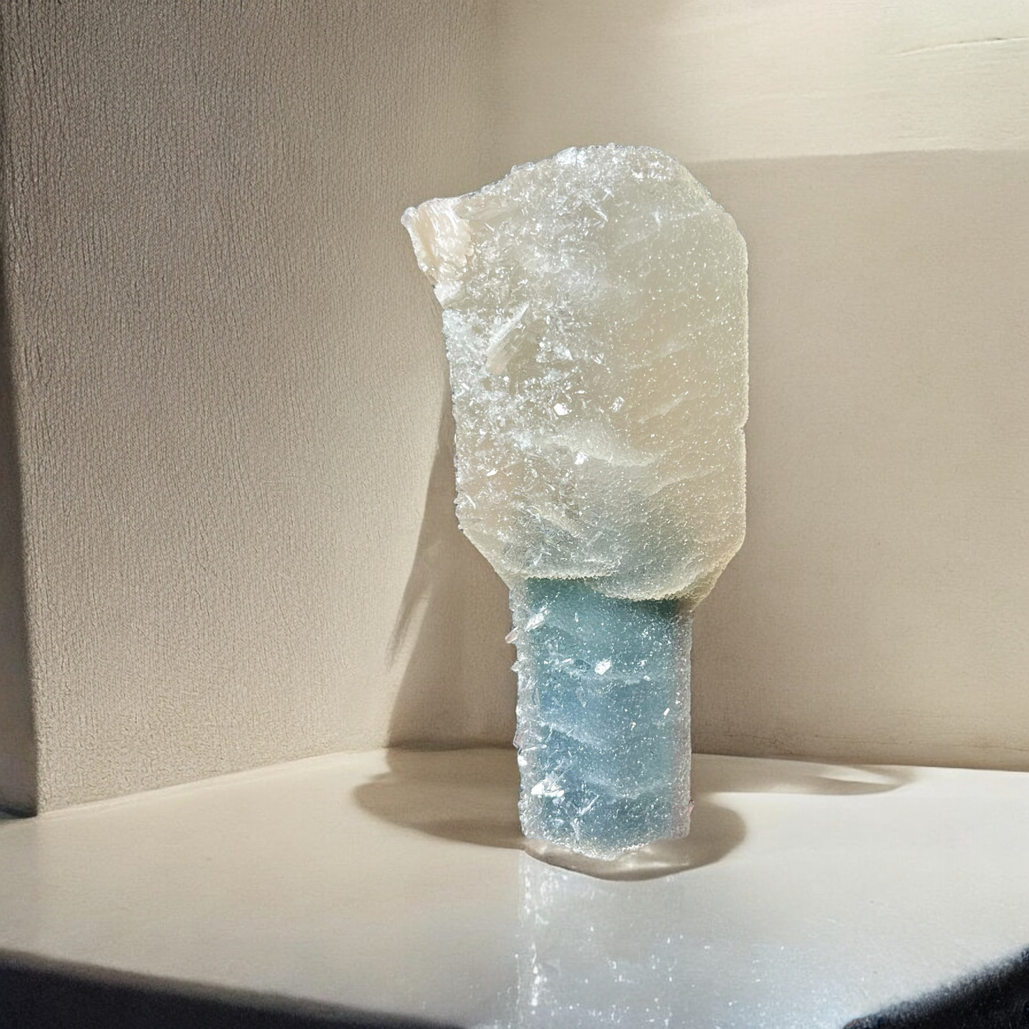 RARE Selenite Scepter Covered In Chalcedony x Stilbite