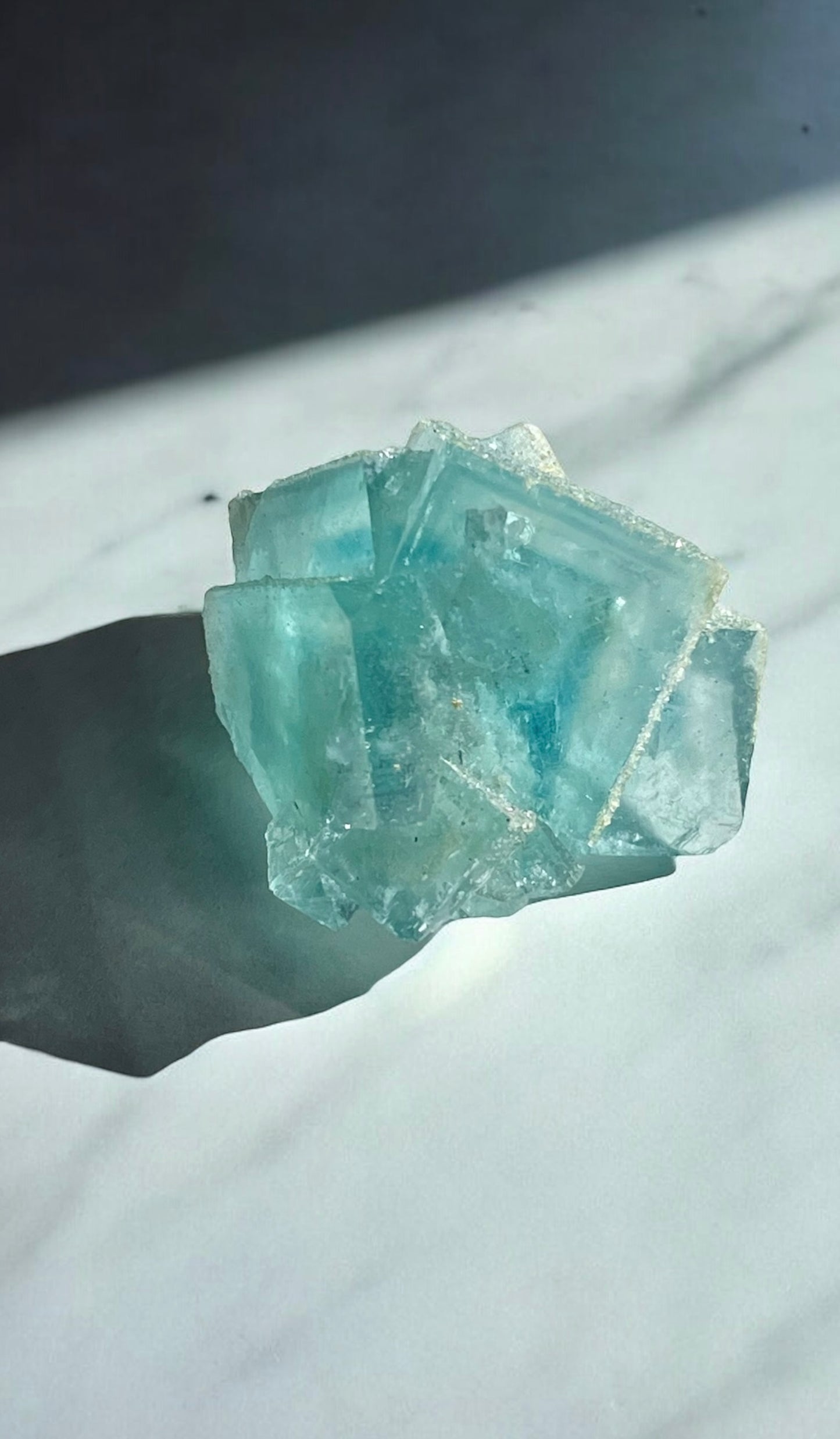 Perfect Blue Cubic Fluorite x Druzy Quartz