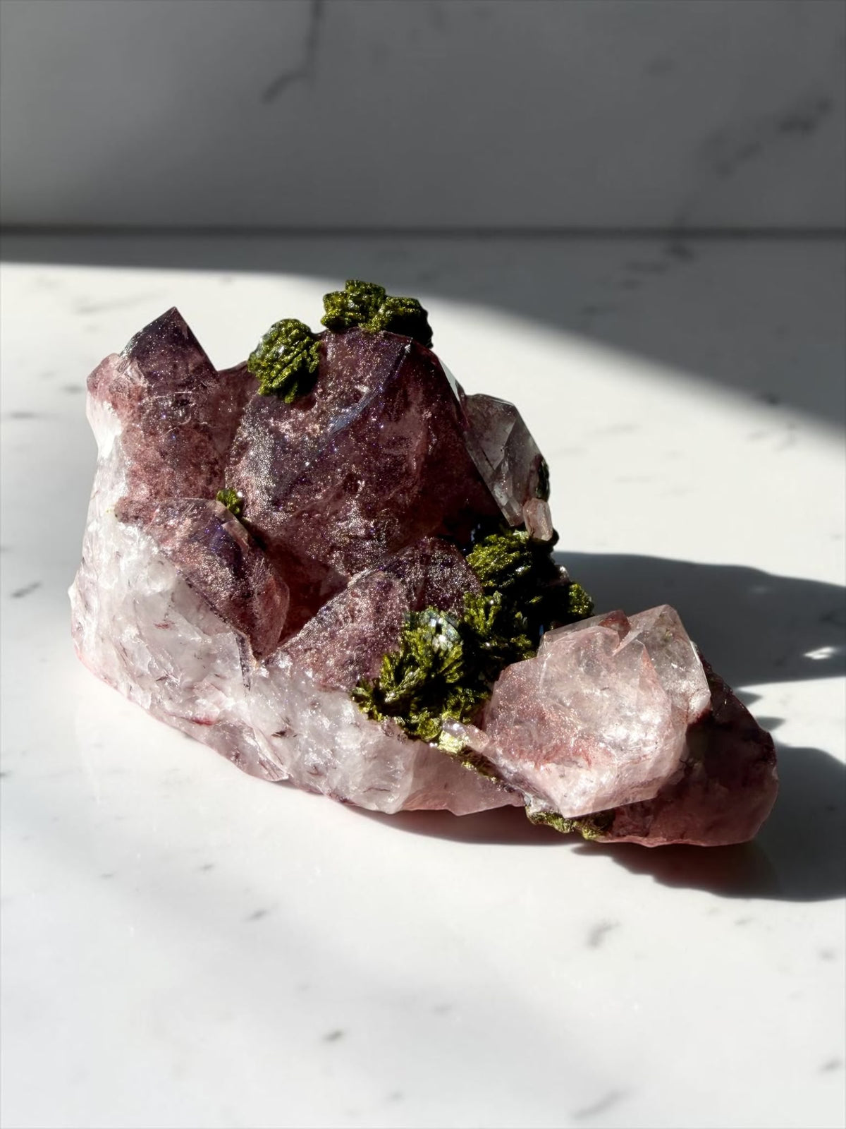 Garden Quartz with Epidote & Sparkly Hematite – Sichuan | River Walkers Minerals