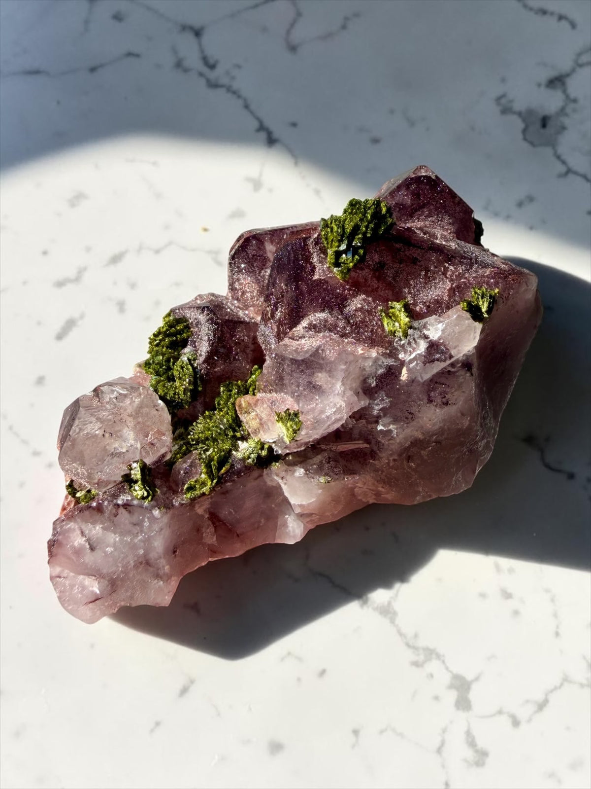 Garden Quartz with Epidote & Sparkly Hematite – Sichuan | River Walkers Minerals