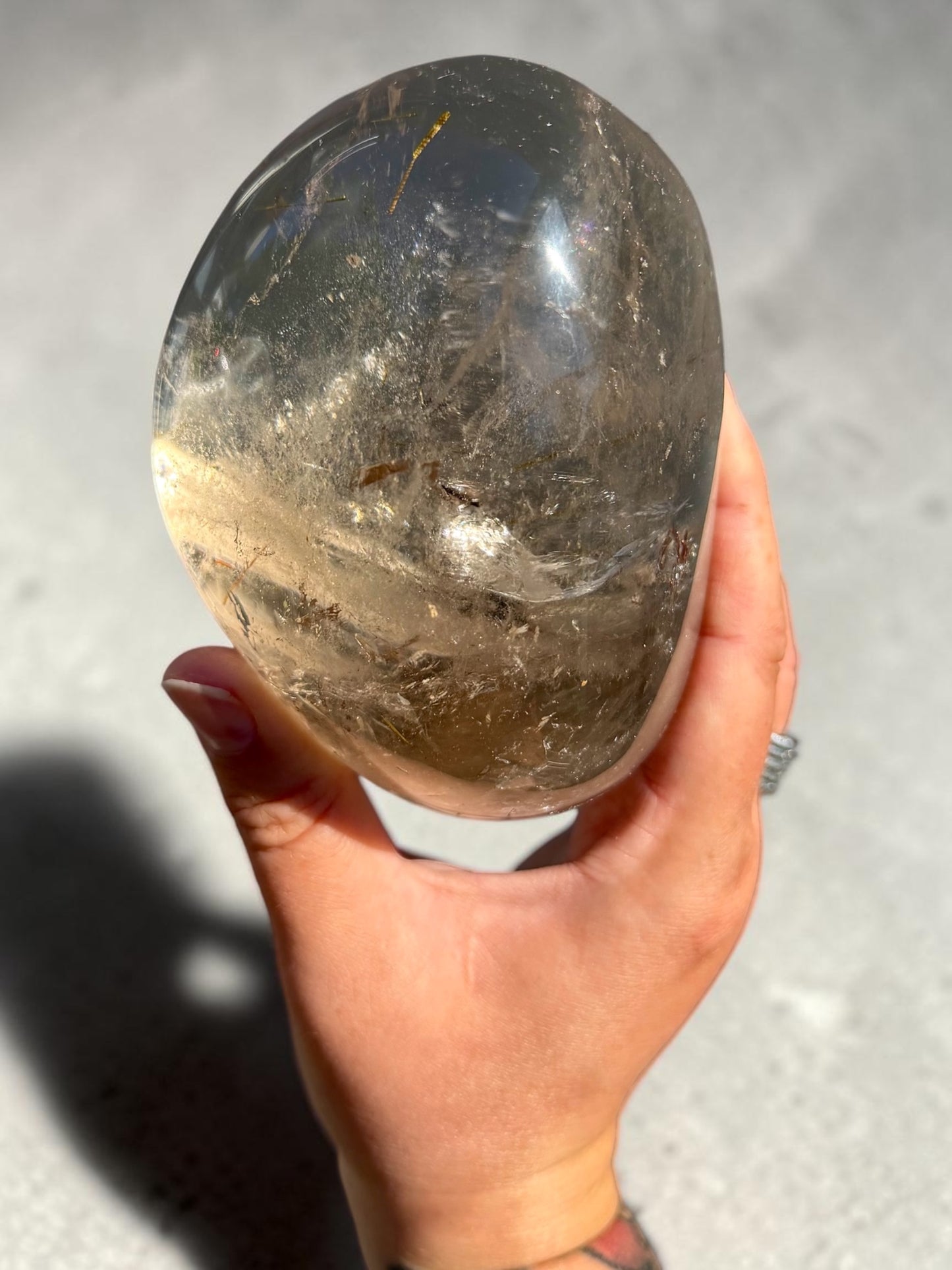 Golden Rutile Smoky Quartz Lens- Brazil | River Walkers Minerals