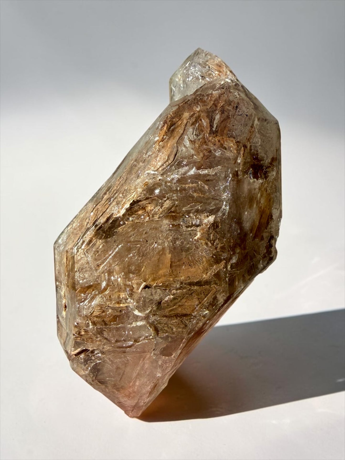 Large S-Shaped Bent DT Enhydro Quartz with Moving Sediment- Laos | River Walkers Minerals