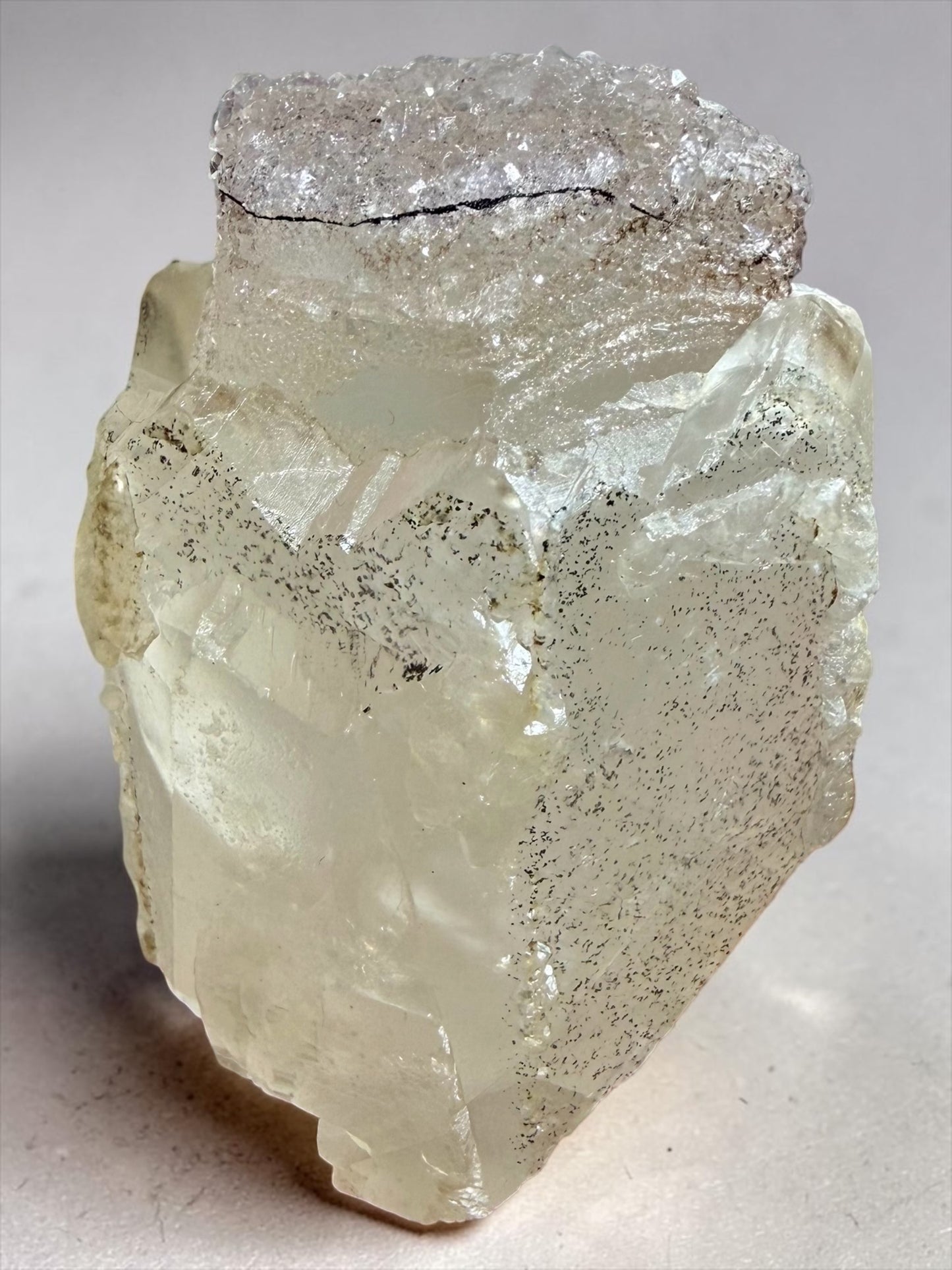 Hexagonal Calcite with Druzy Quartz, Amethyst & Goethite- Uruguay | River Walkers Minerals