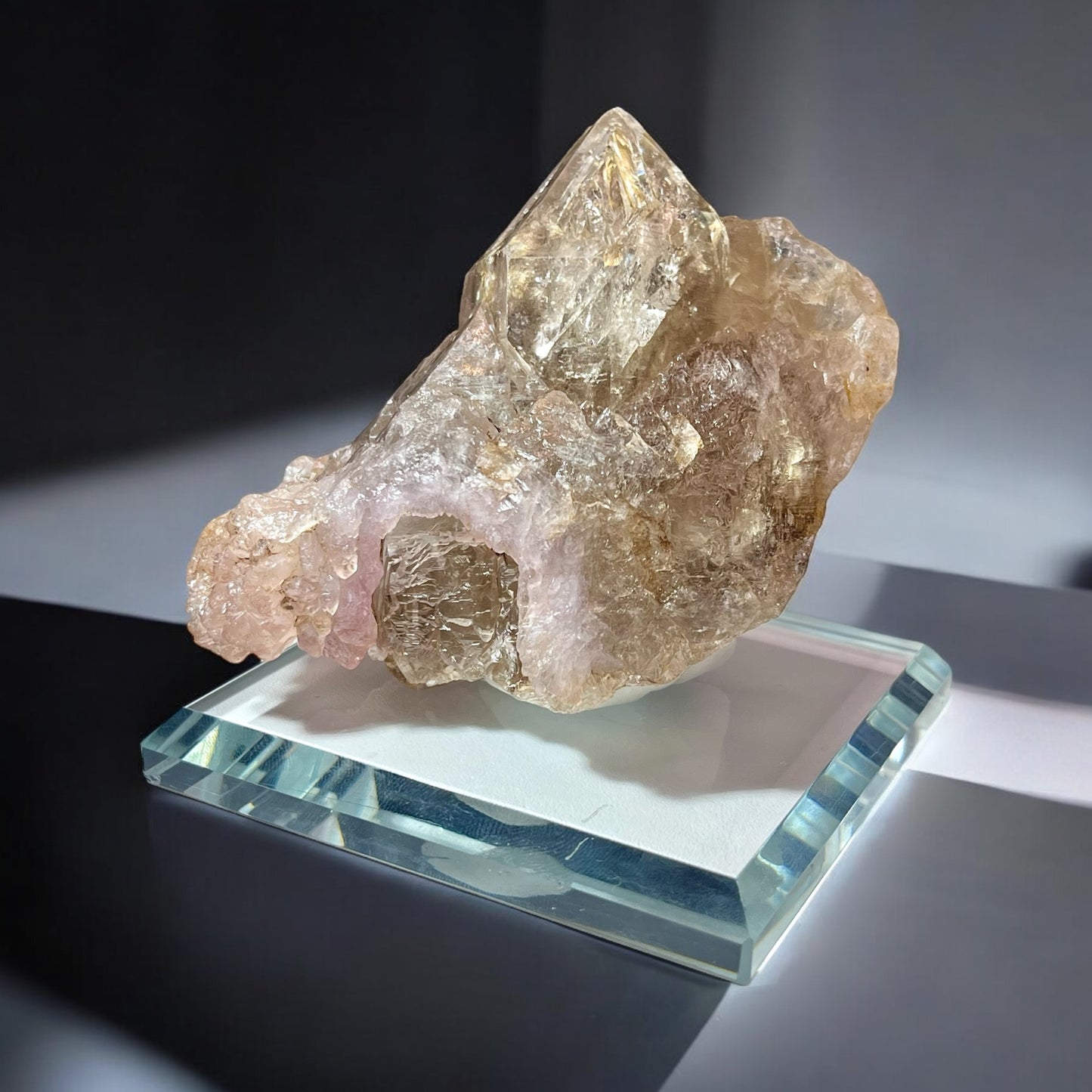 Crystallized Rose Quartz on Fenster Quartz