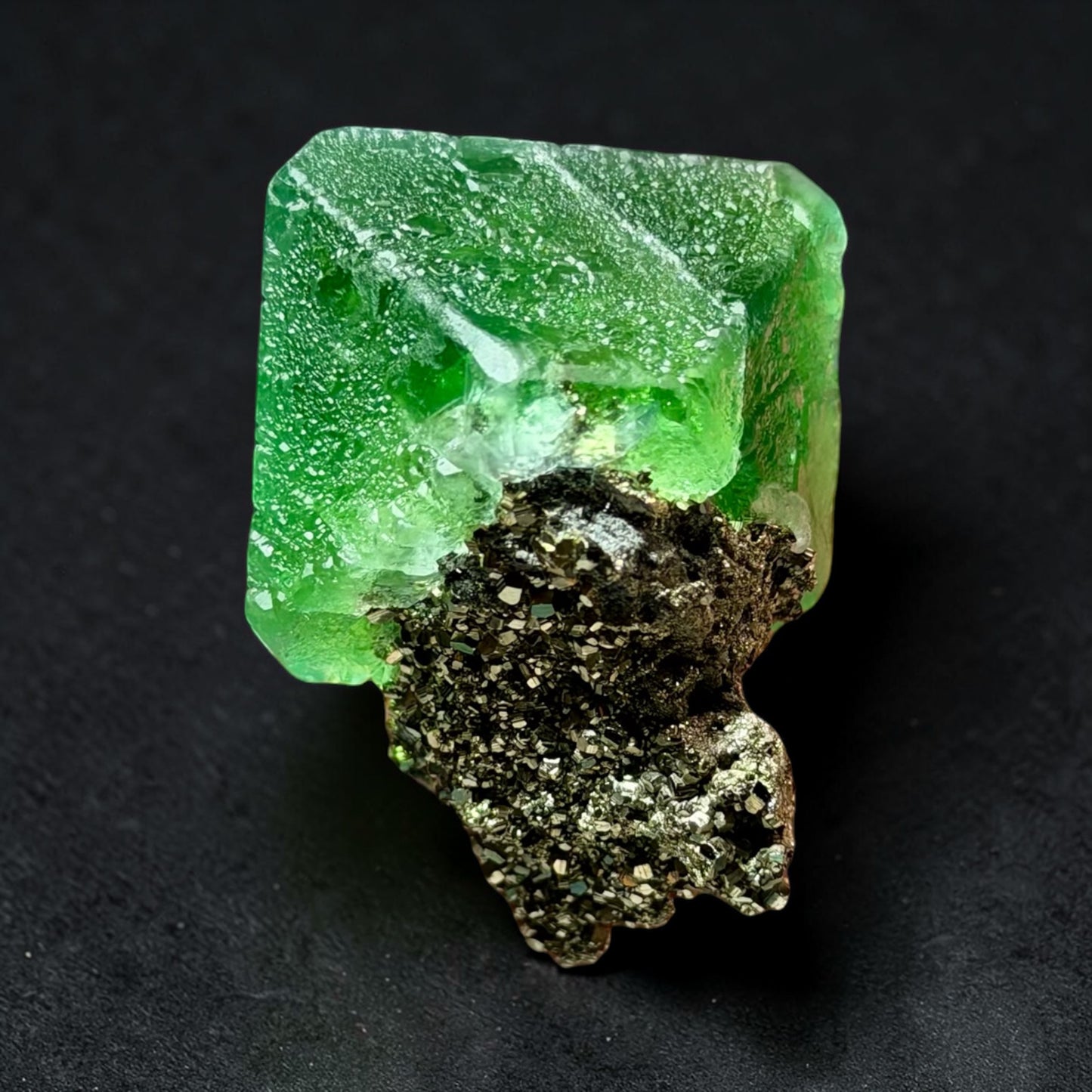 Aesthetic Octahedral Fluorite on Pyrite- Milpo Atacocha | River Walkers Minerals