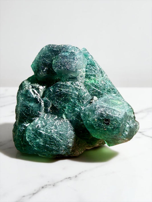 Dreamy Fluorite Floater with Boulangerite Inclusions, Pyrite & Galena- Peru | River Walkers Minerals
