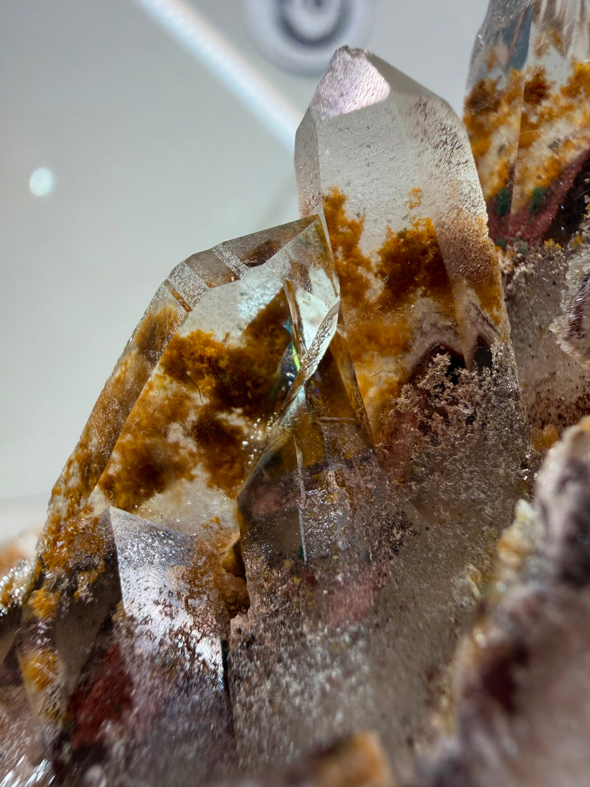 Clustered Hematite “Sunset” Phantom Quartz With Chlorite & Goethite Inclusions- India | River Walkers Minerals
