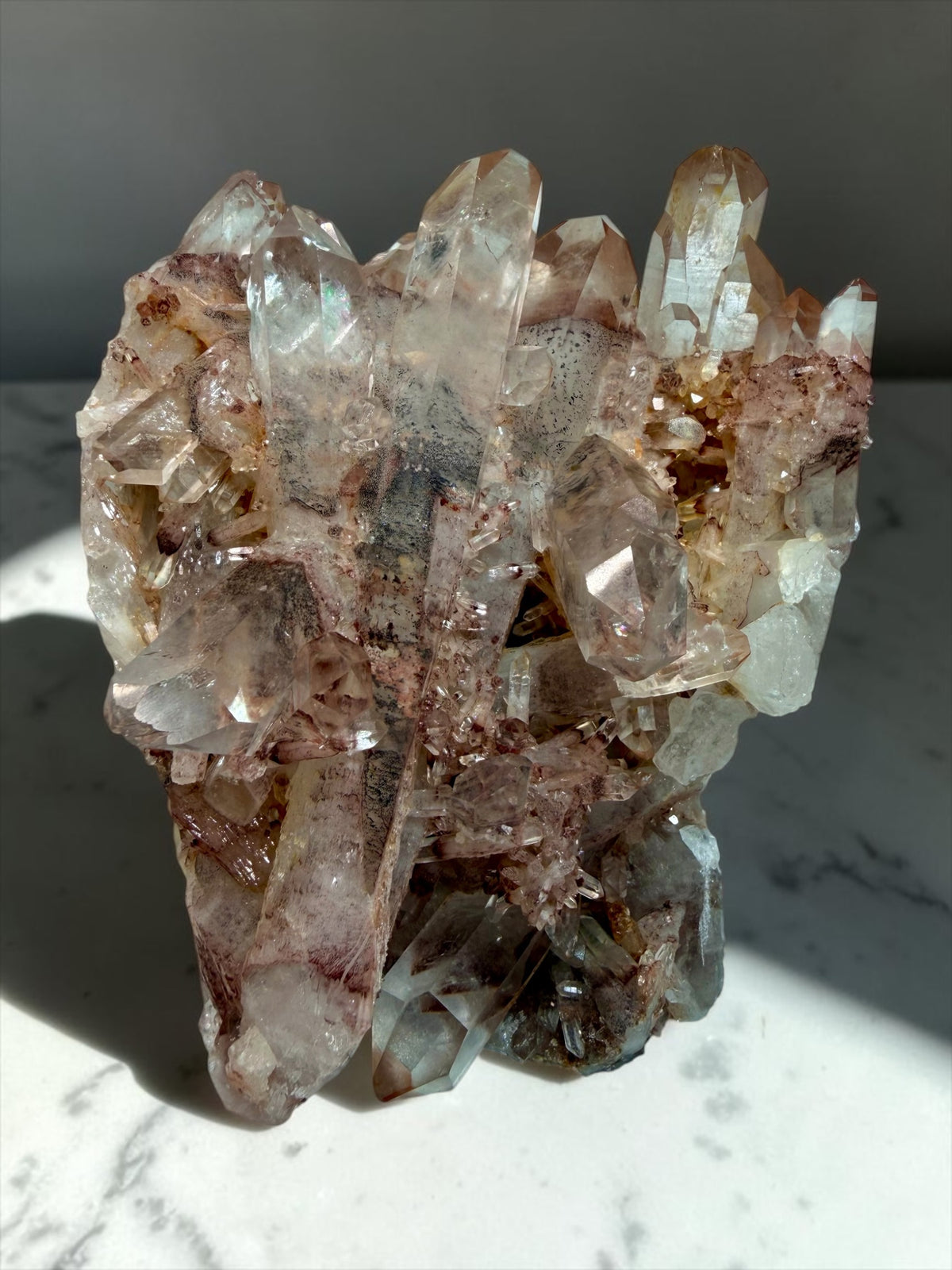 INCREDIBLE Hematite “Sunset” Phantom Quartz With Many Inclusions, DT Points- India | River Walkers Minerals