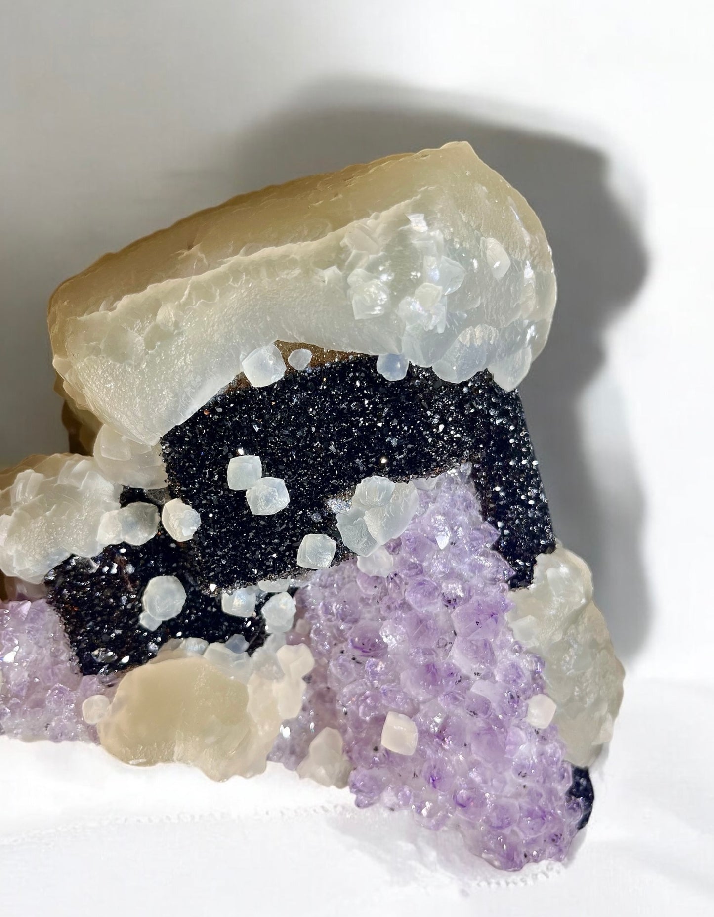 XL Calcite Coated in Amethyst and Druzy Goethite