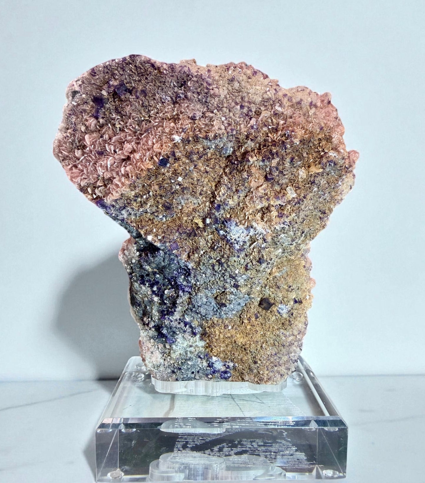 The Wutong Collection: Rhodochrosite With Fluorite & Quartz