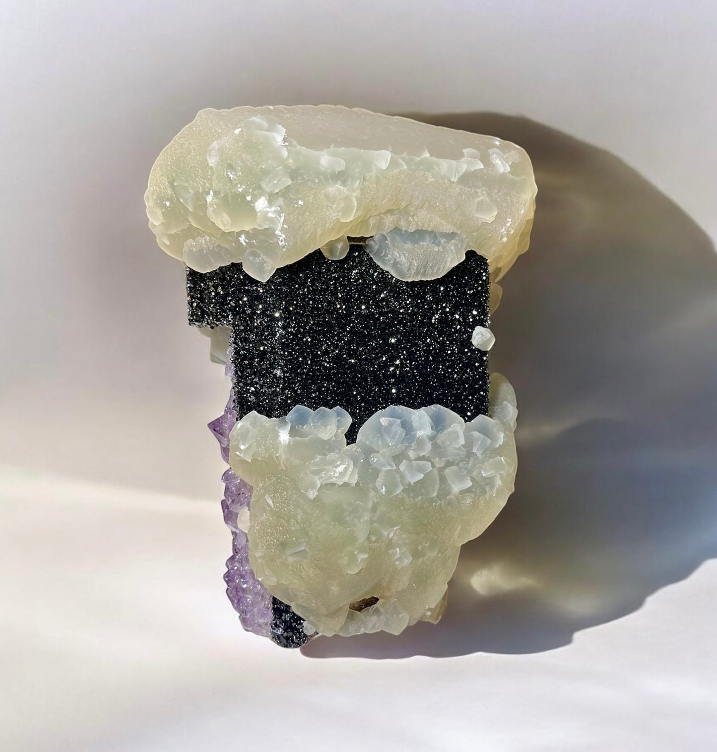 XL Calcite Coated in Amethyst and Druzy Goethite