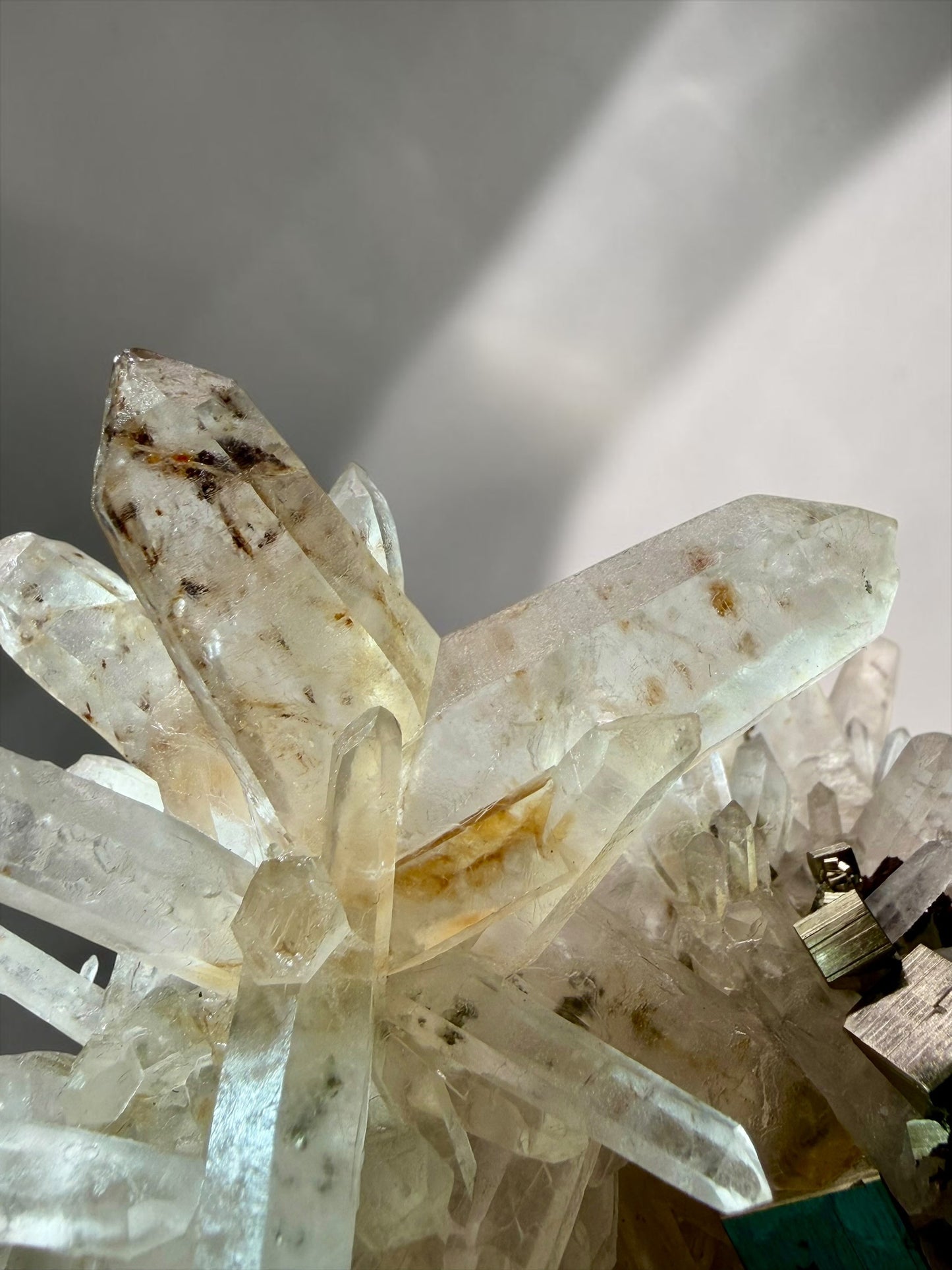Double Japan-Law Twin Quartz Cluster with Pyrite- Hubei, China | River Walkers Minerals
