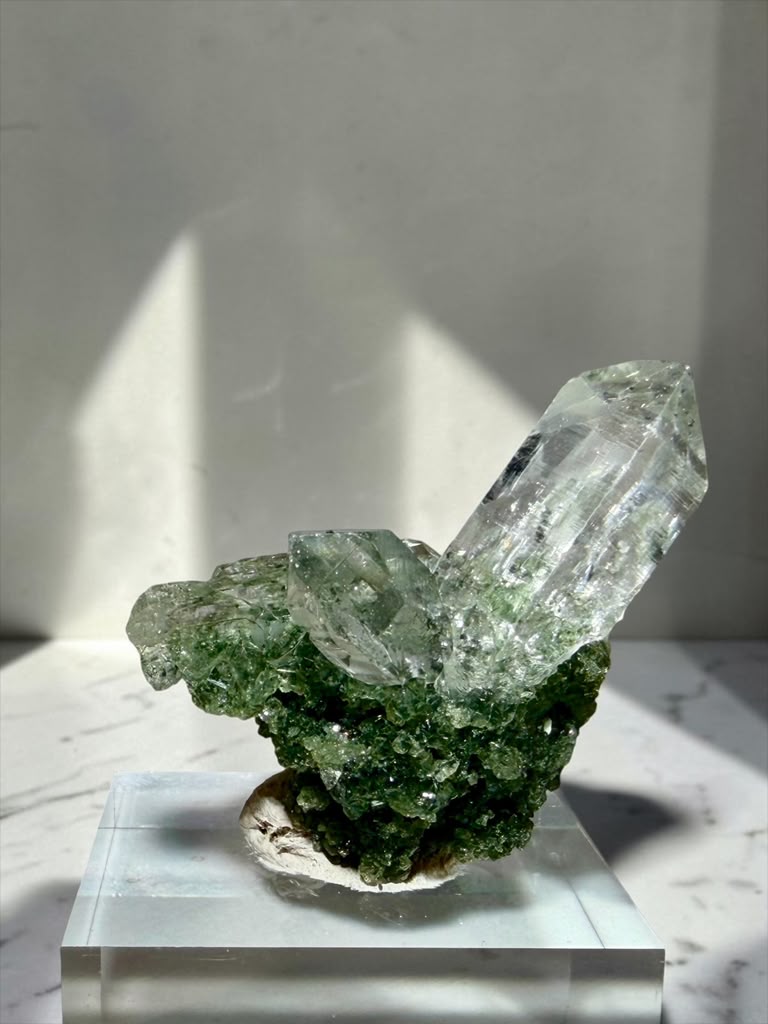 High-Altitude Quartz with Green Chlorite- Himalayan | River Walkers Minerals