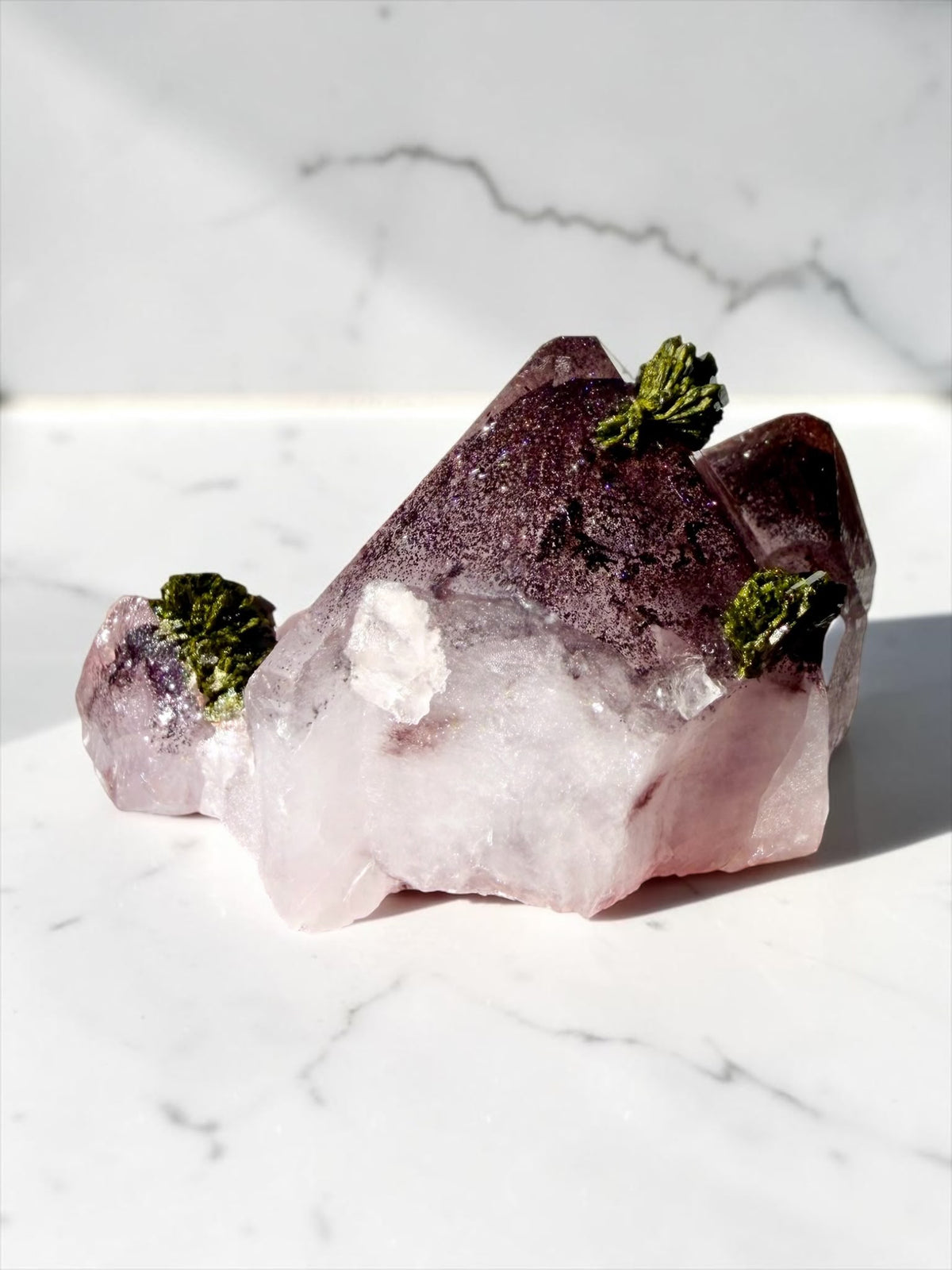 Garden Quartz with Epidote & Sparkly Hematite – Sichuan | River Walkers Minerals