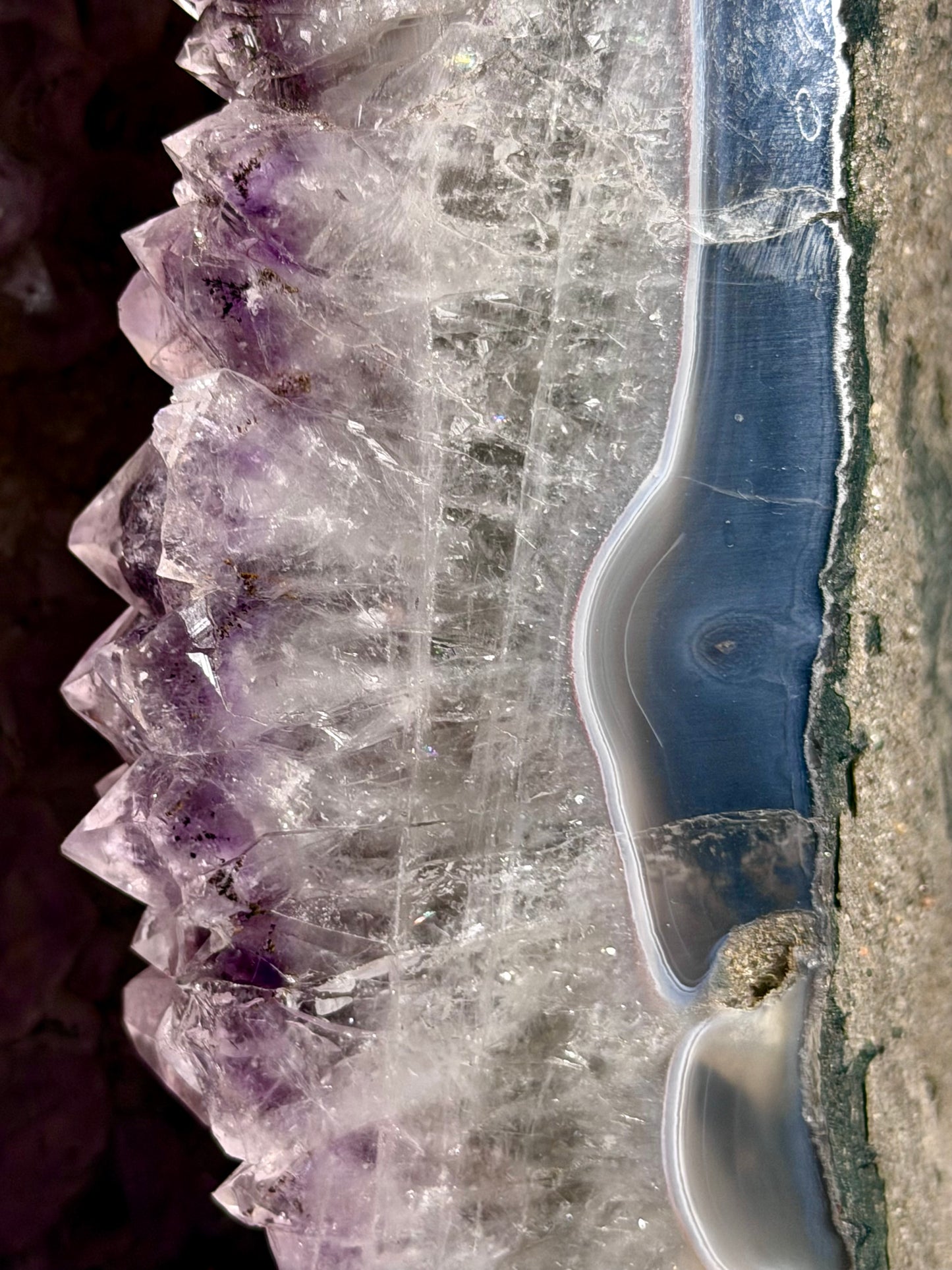 XL Amethyst Mirror With Agate & Hematite