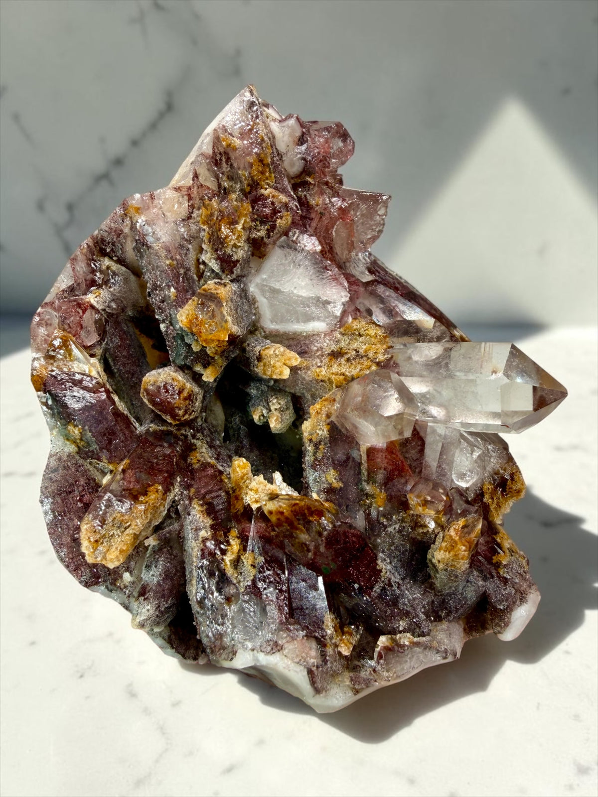 Blood-Red Hematite “Sunset” Phantom Quartz, Goethite, Chlorite- India | River Walkers Minerals