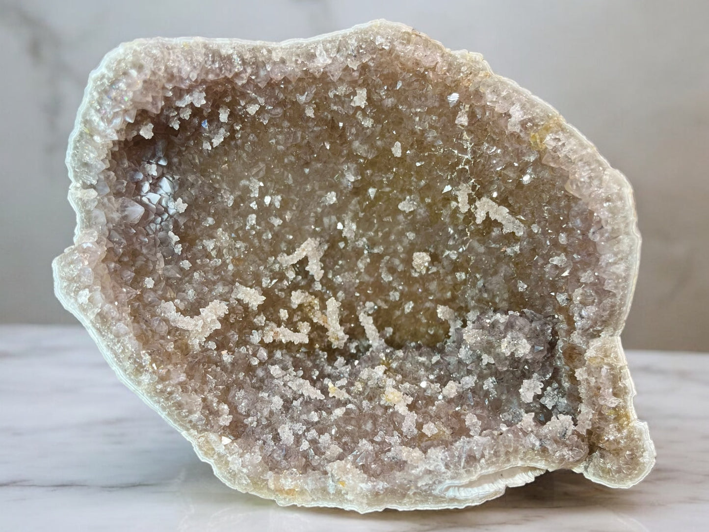 Large Amethyst x Quartz Stalactite Geode with UV Calcite