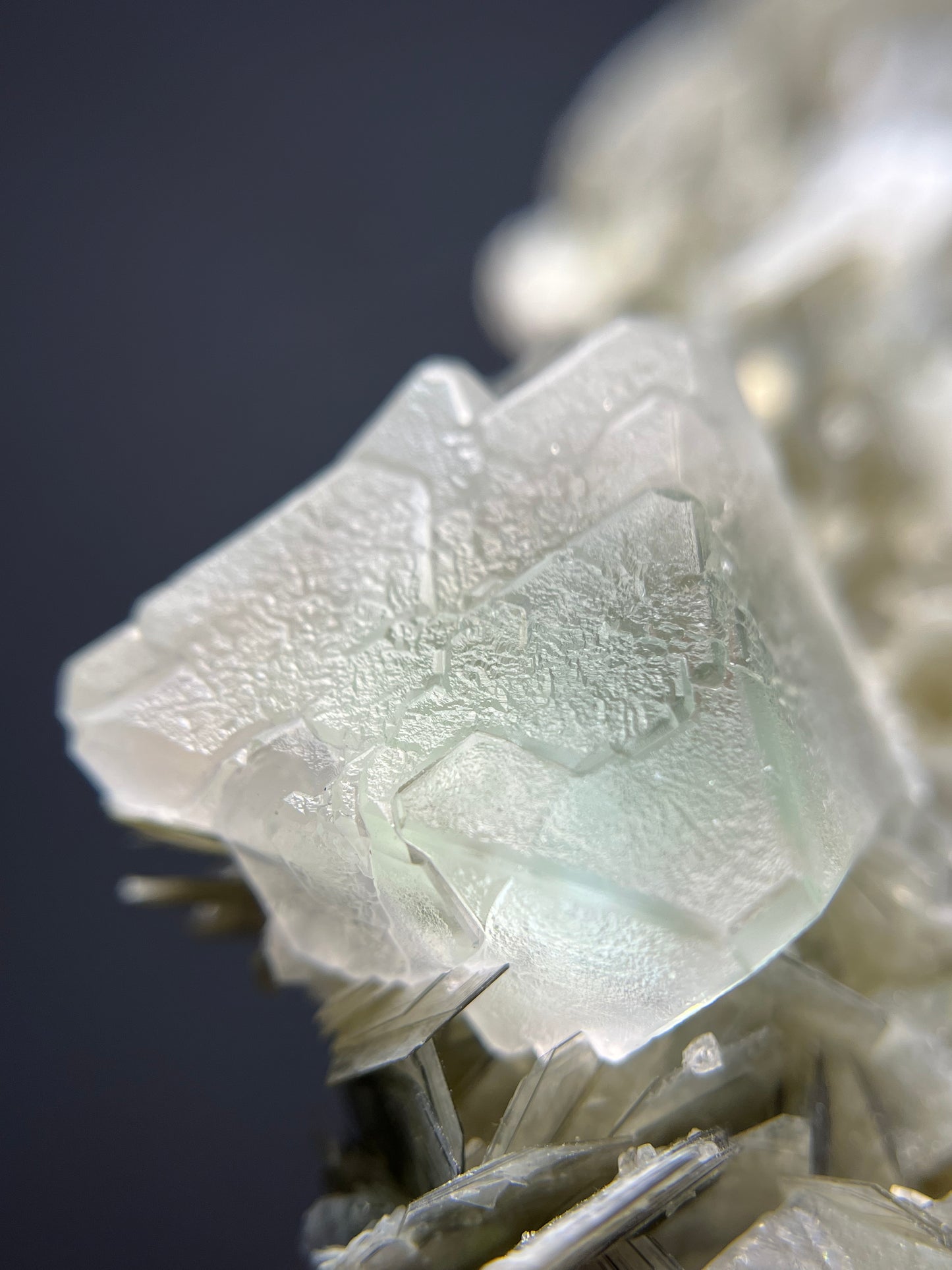 Etched Aquamarine x Fluorite On Muscovite