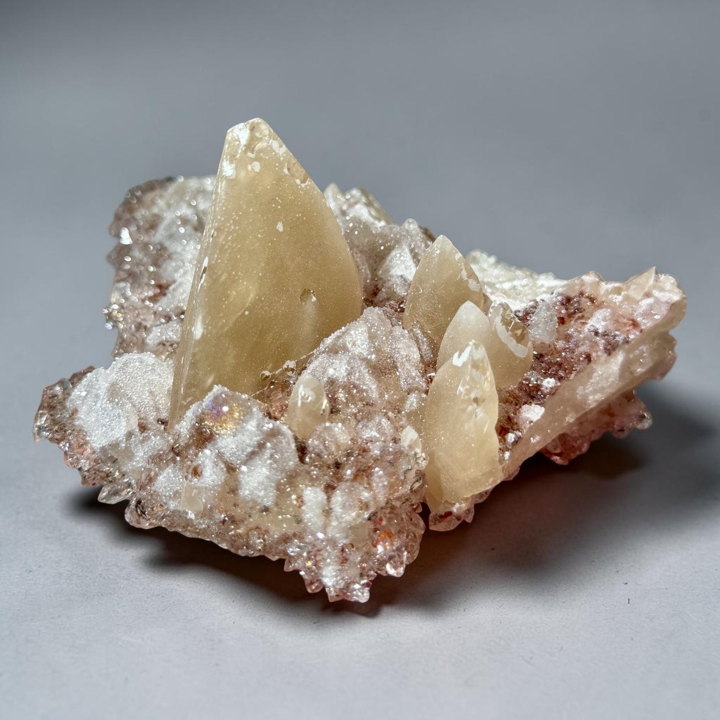 Calcite x Druzy Quartz- Uruguay | River Walkers Minerals