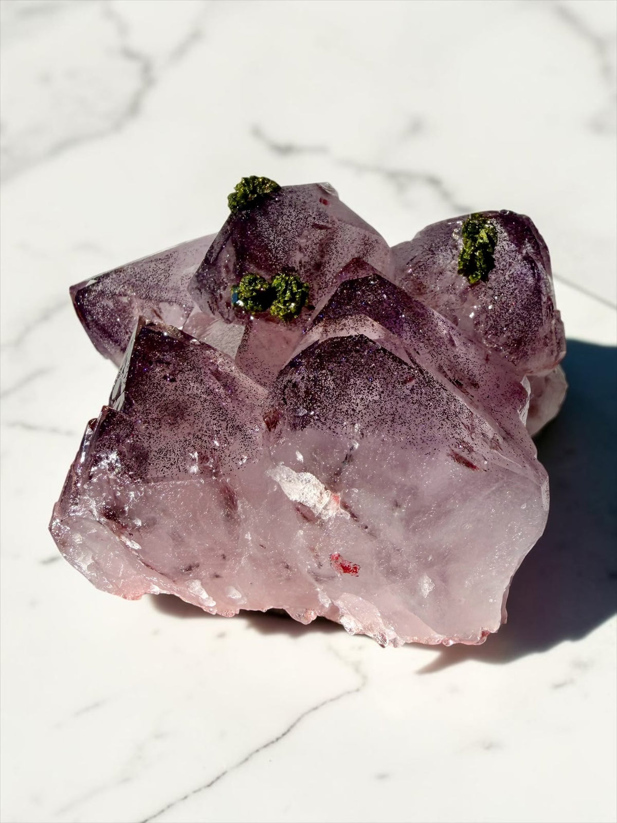 Garden Quartz with Epidote & Sparkly Hematite – Sichuan | River Walkers Minerals