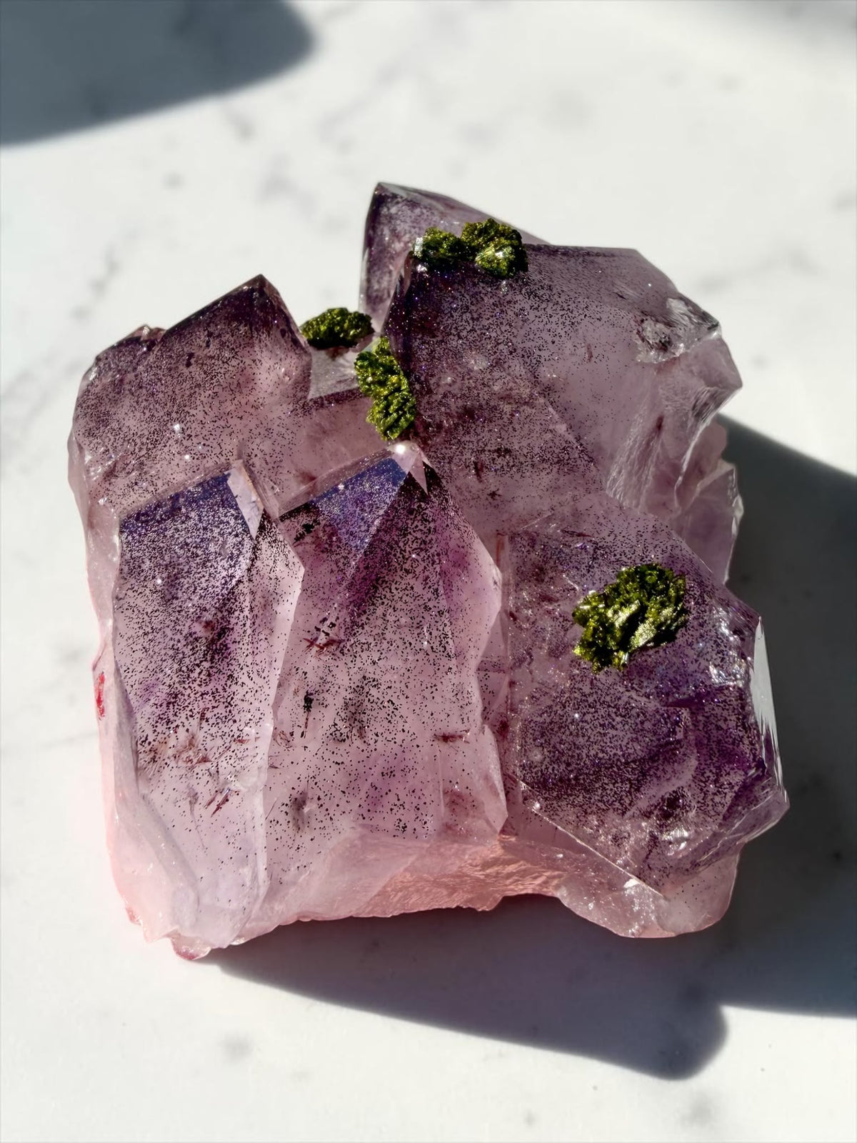 Garden Quartz with Epidote & Sparkly Hematite – Sichuan | River Walkers Minerals