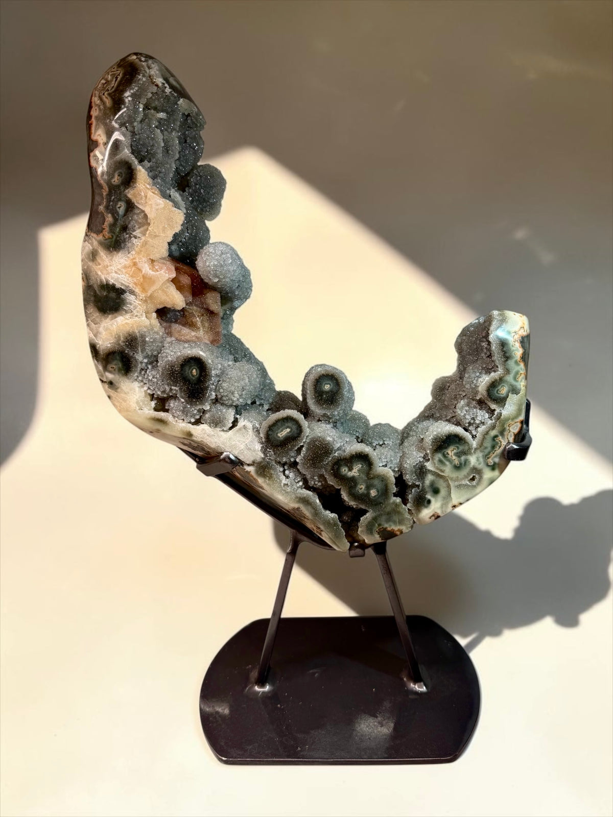 INSANE Statement Piece! Crescent Druzy Jasper Stalactites with Pyrite & Calcite