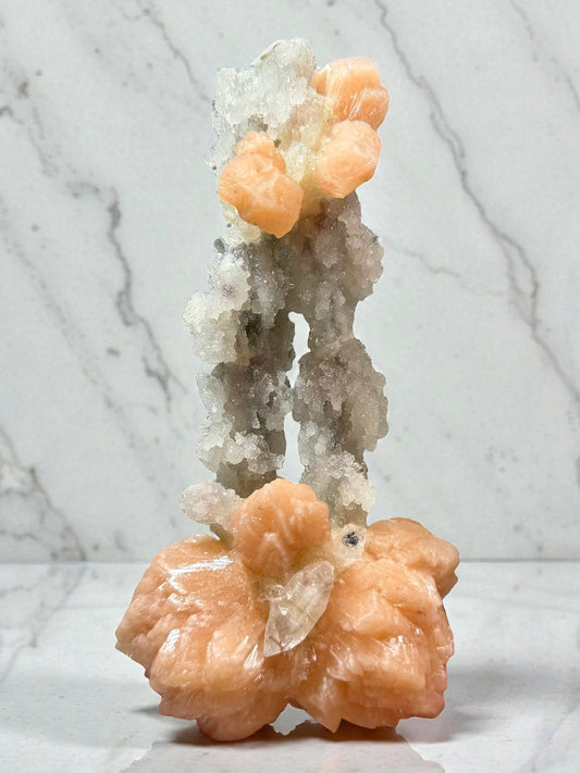Chalcedony Stalactite “Twin Columns” with Stilbite Fans & Apophyllite- India | River Walkers Minerals
