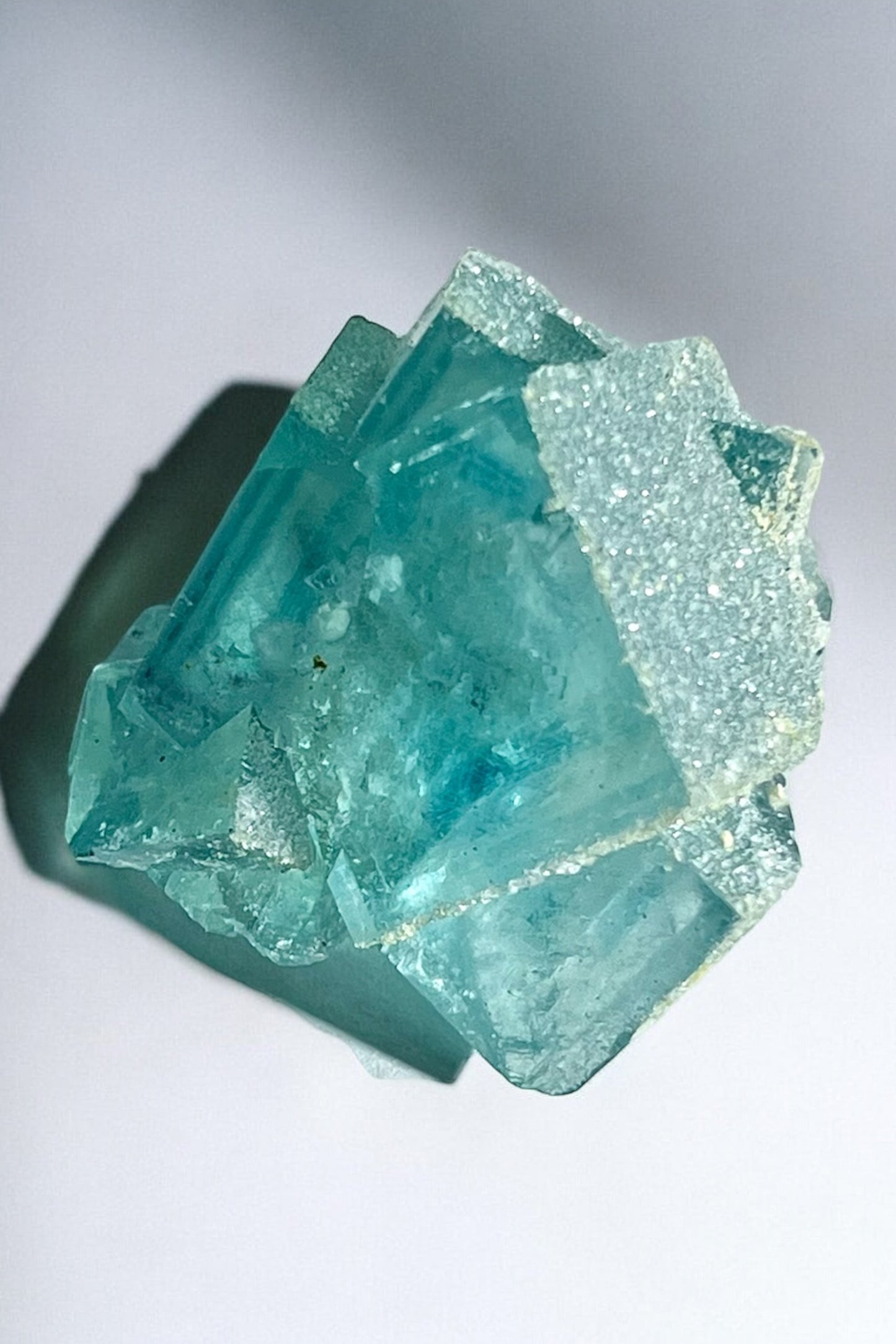 Perfect Blue Cubic Fluorite x Druzy Quartz