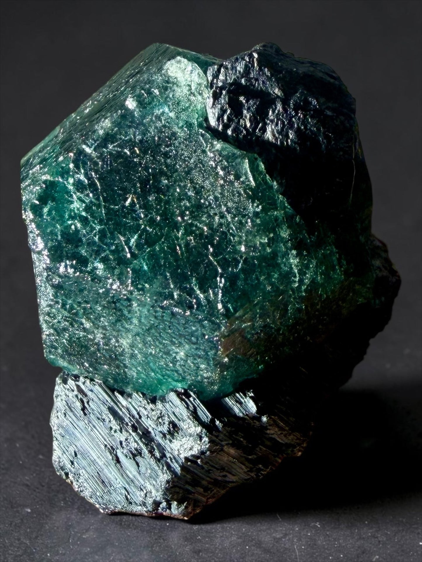 Aesthetic Single Blue Fluorite on Galena with Boulangerite Inclusions- Peru | River Walkers Minerals