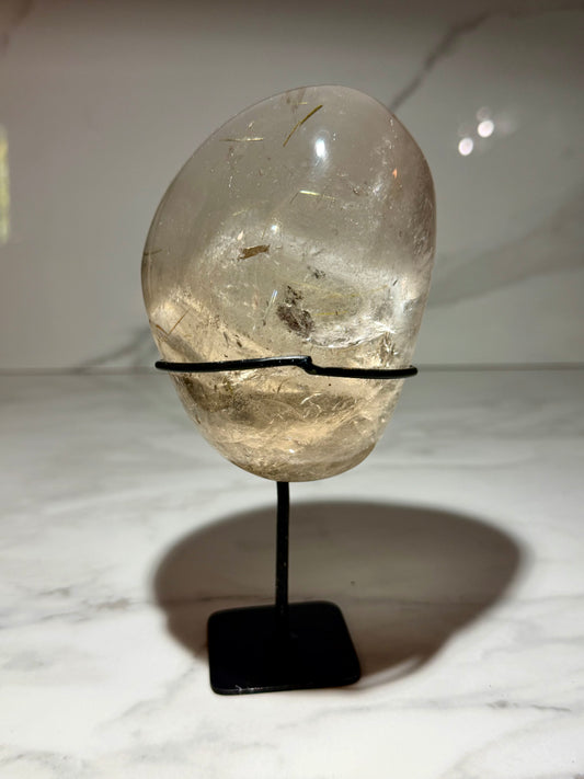 Golden Rutile Smoky Quartz Lens- Brazil | River Walkers Minerals