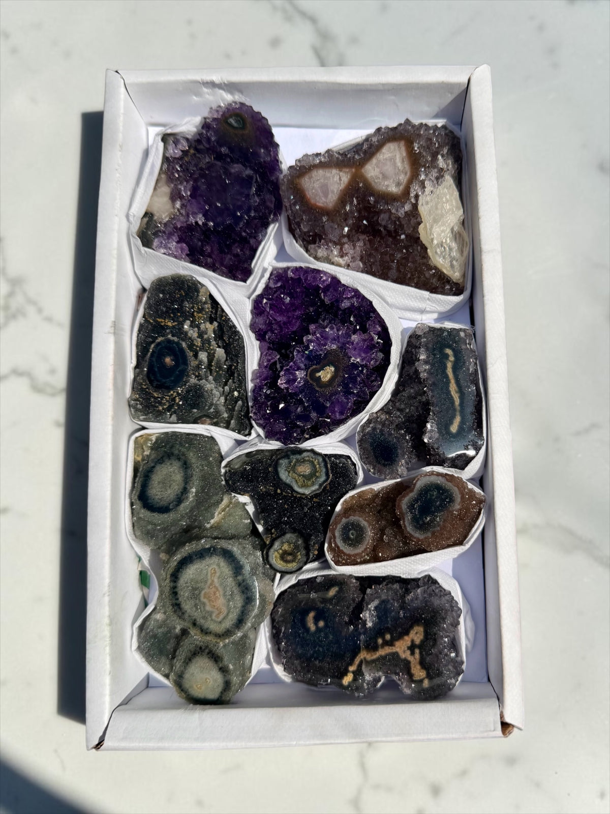 Mixed Flat of Amethyst & Jasper Stalactite "Eyes"- Uruguay | River
Walkers Minerals