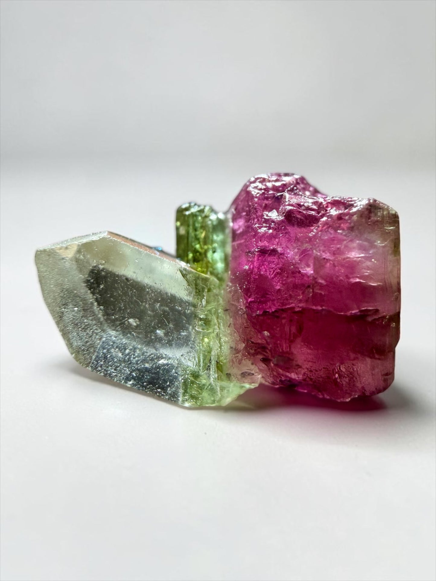 Quartz on Pink & Green Tourmaline- São José da Safira | River Walkers Minerals