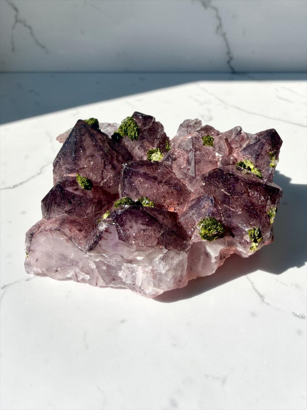 Garden Quartz with Epidote & Sparkly Hematite – Sichuan | River Walkers Minerals