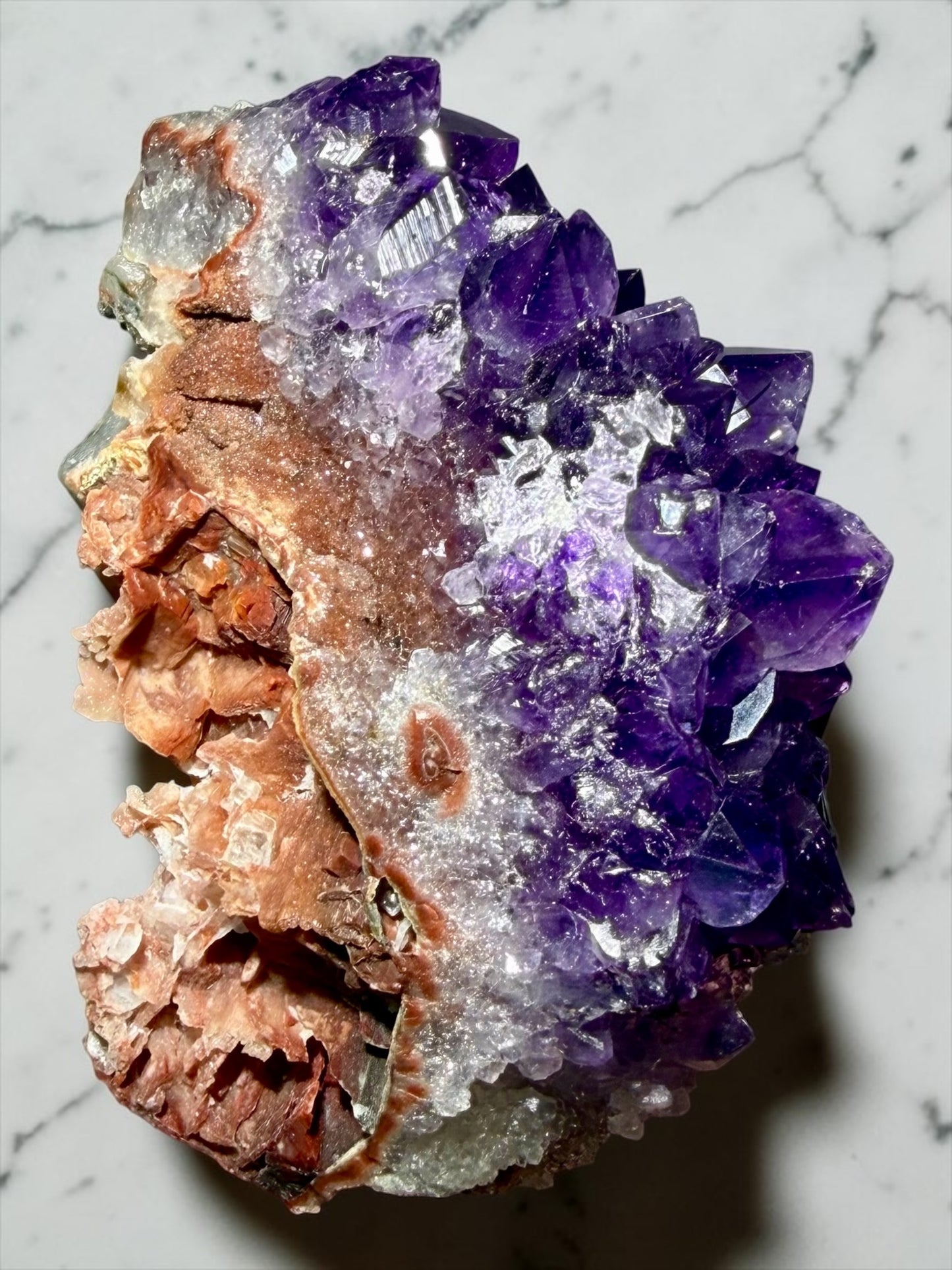 Grape Jelly Amethyst on Druzy Calcite Casts