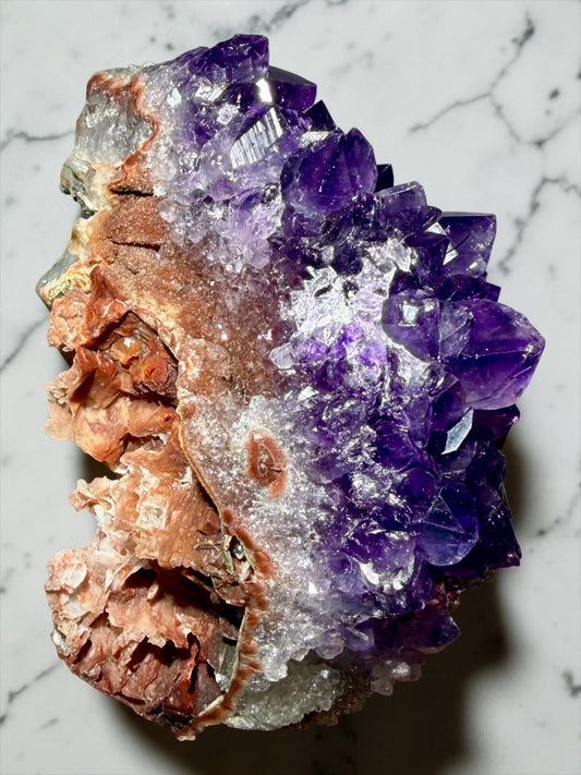 Grape Jelly Amethyst on Druzy Calcite Casts