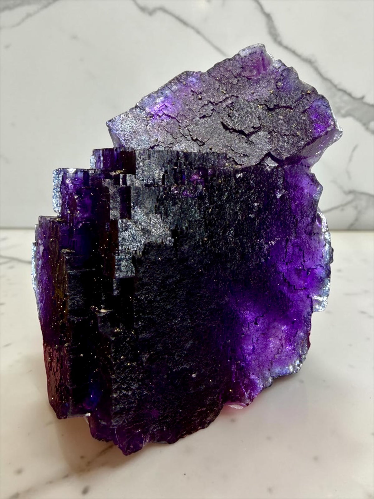 Epic Old Stock Illinois Fluorite x Chalcopyrite Ex. Walter Kellogg Collection- Denton Mine | River Walkers Minerals