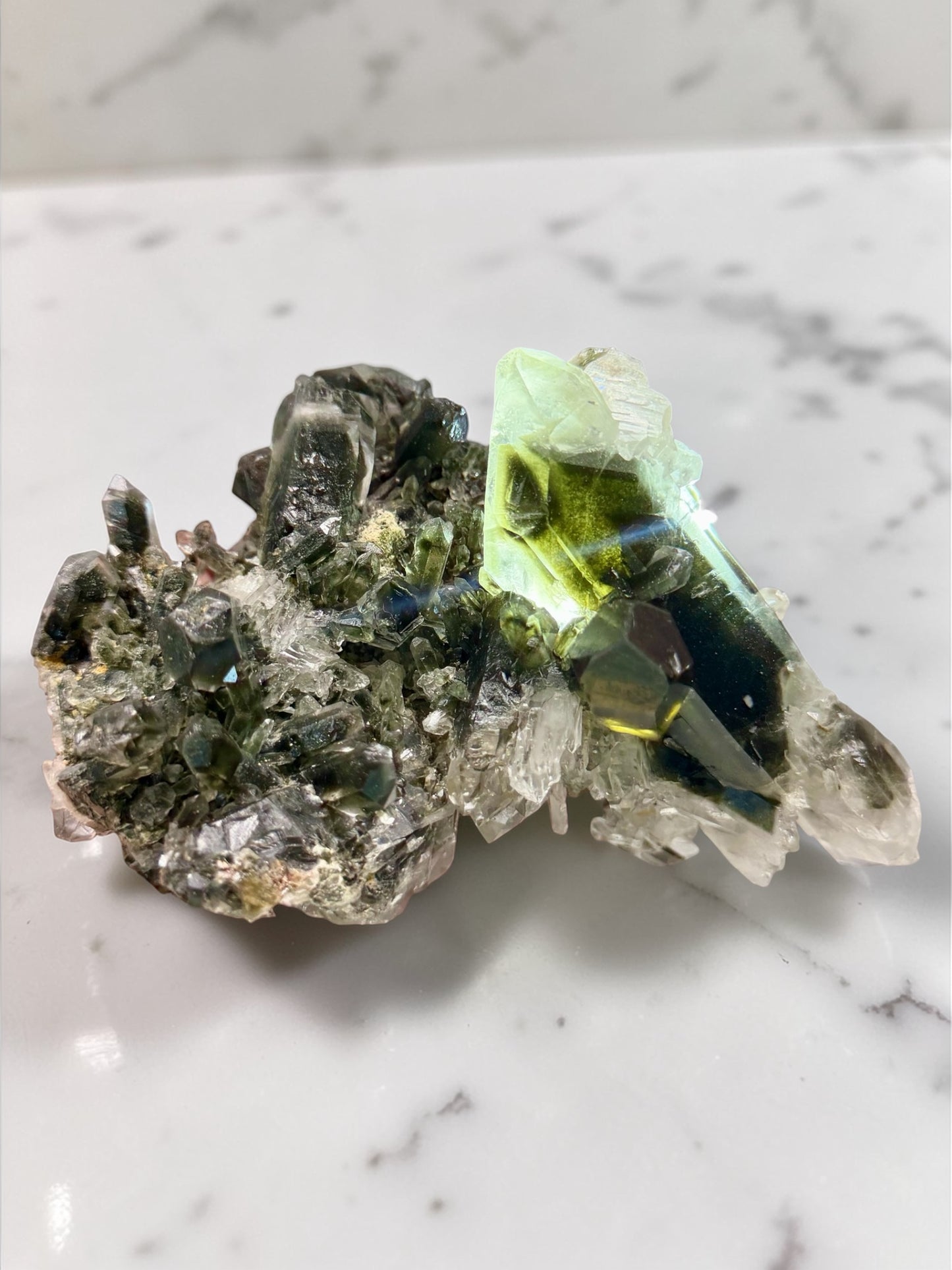 AA+ Chlorite Phantom Quartz Cluster- Yên Bái Province, Vietnam | River Walkers Minerals
