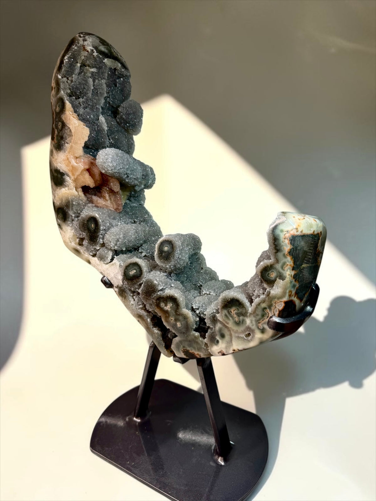 INSANE Statement Piece! Crescent Druzy Jasper Stalactites with Pyrite & Calcite