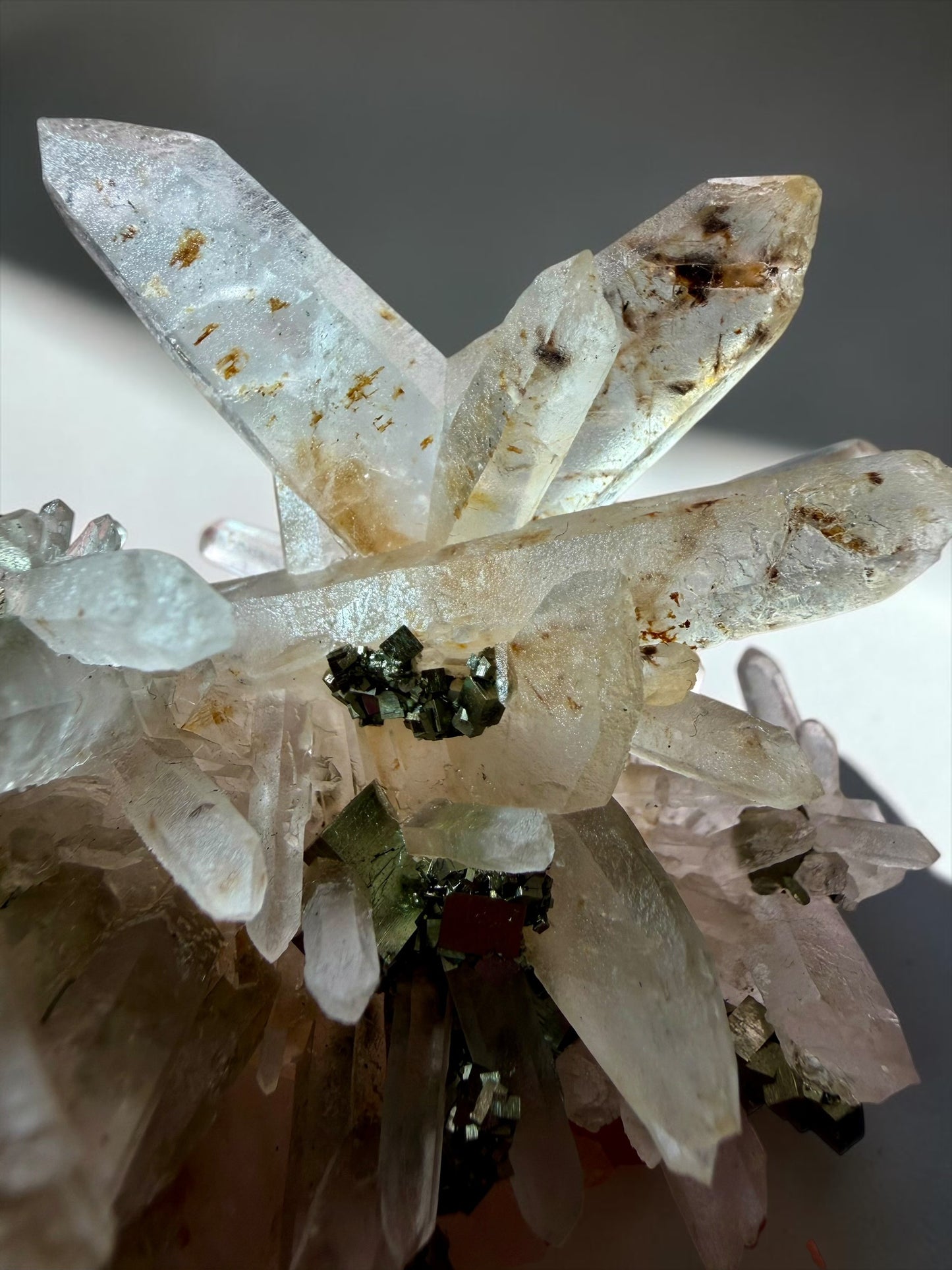 Double Japan-Law Twin Quartz Cluster with Pyrite- Hubei, China | River Walkers Minerals