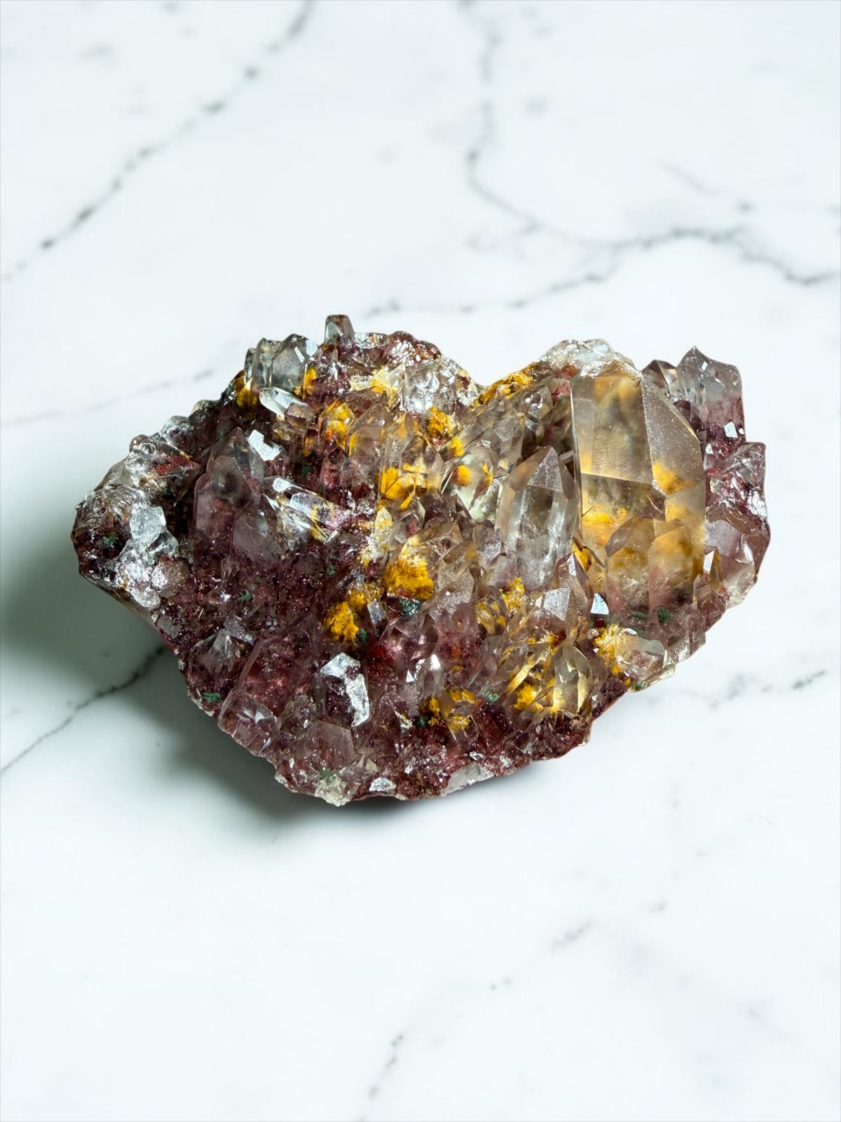 Hematite “Sunset” Phantom Quartz with Goethite & Chlorite- India | River Walkers Minerals