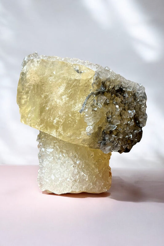 Calcite “Thor’s Hammer” x Gemmy Apophyllite