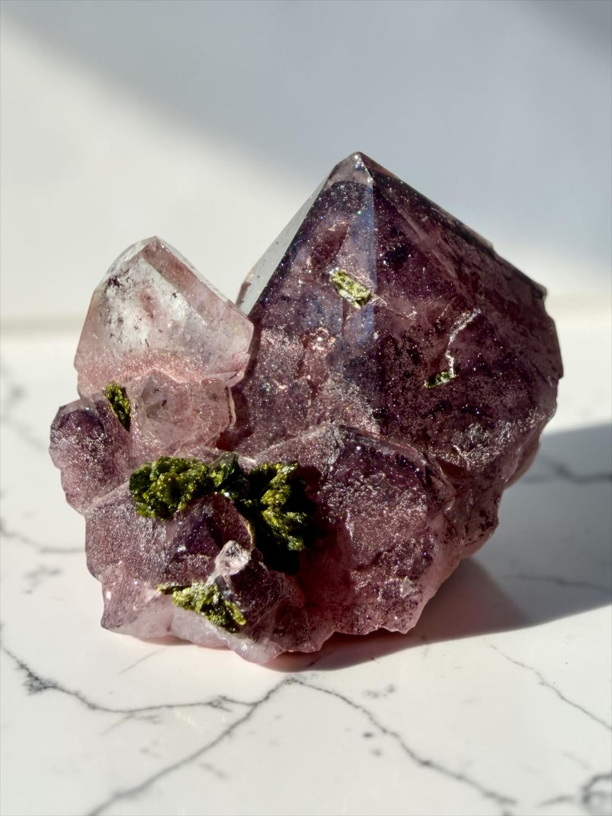 Garden Quartz with Epidote & Sparkly Hematite – Sichuan | River Walkers Minerals