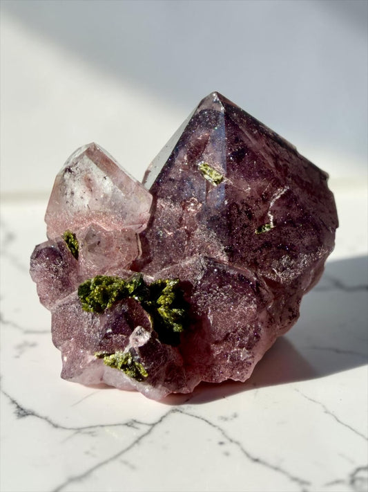 Garden Quartz with Epidote & Sparkly Hematite – Sichuan | River Walkers Minerals