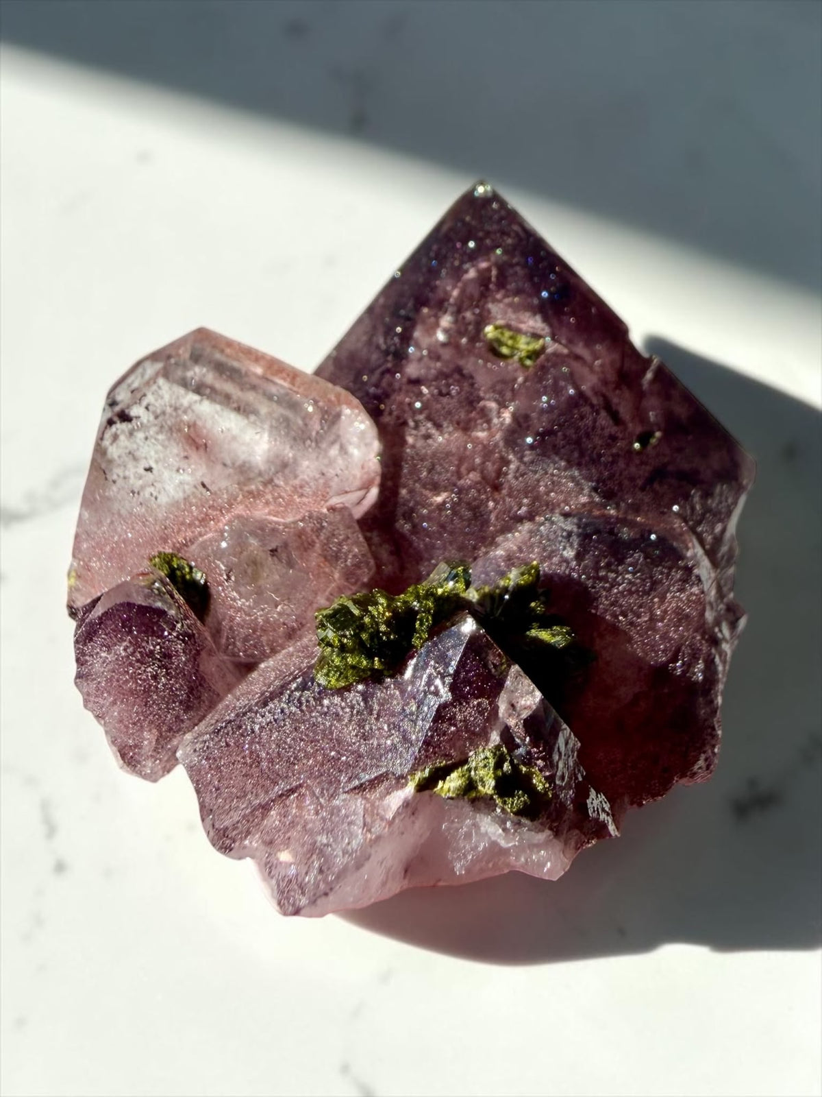 Garden Quartz with Epidote & Sparkly Hematite – Sichuan | River Walkers Minerals
