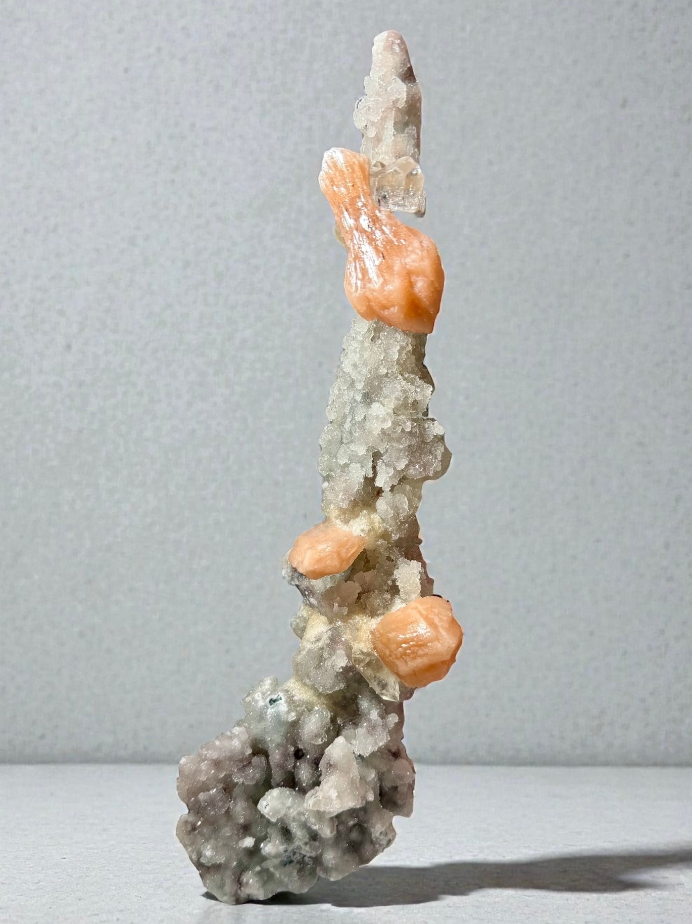Slender Chalcedony Stalactite with Stilbite & Apophyllite- India | River Walkers Minerals